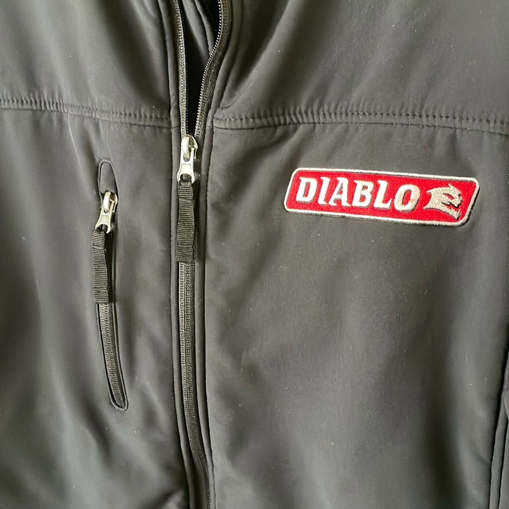 Soft Shell Fleece Lined Men’s Full Zip Jacket L Black Diablo Tools Logo Workwear - Picture 4 of 13